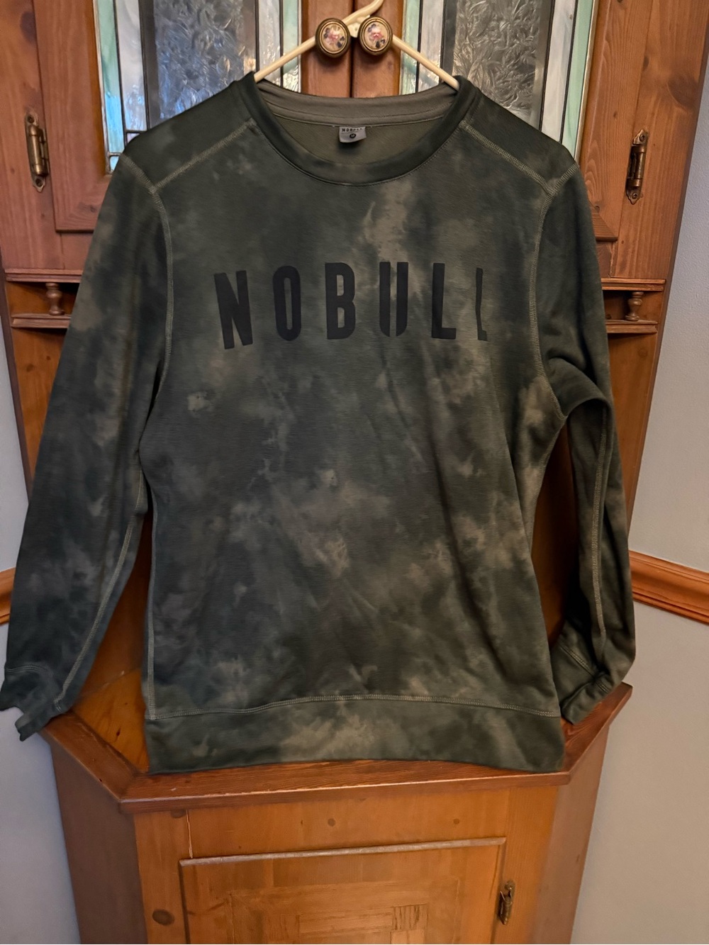 NOBULL Army Green Tie-Dye Crewneck Sweatshirt M